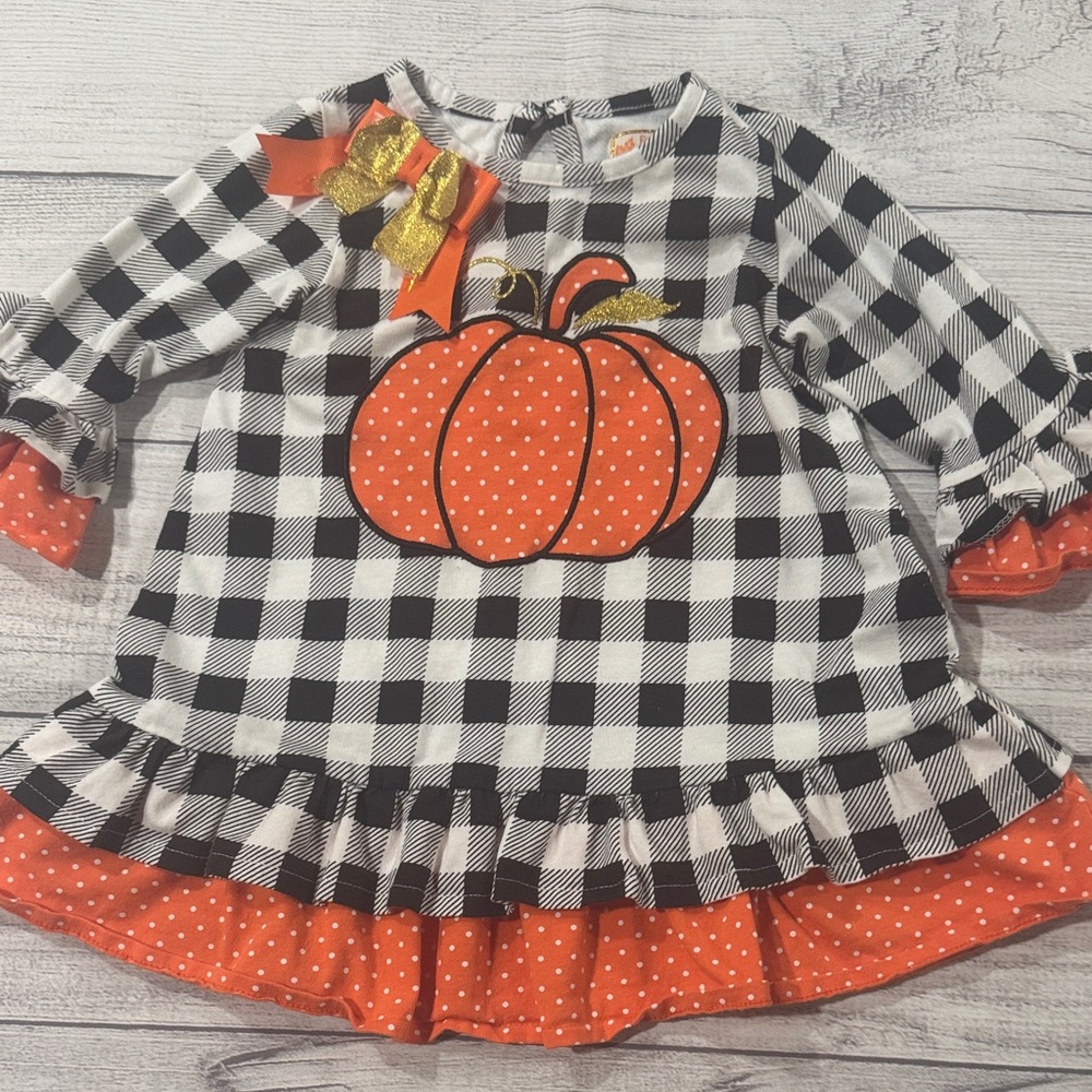 Magical Season Baby Girls Plaid Pumpkin Fall Dress